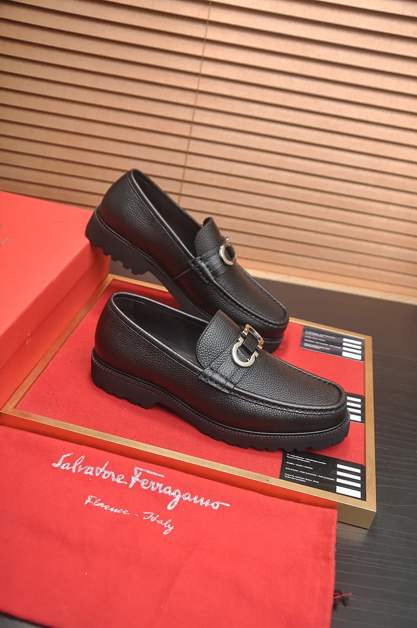Men's Men's Shoes💰560💶[[HERMES]] (High-end Niuli) New 🍀 HERMES - top version of Ferragamo's classic casual leather shoes! Made of imported original cowhide, the inner top layer is comfortable cowhide lining! Original wear-resistant rubber outsole! High quality products! Code number 38-45 (45 customized)